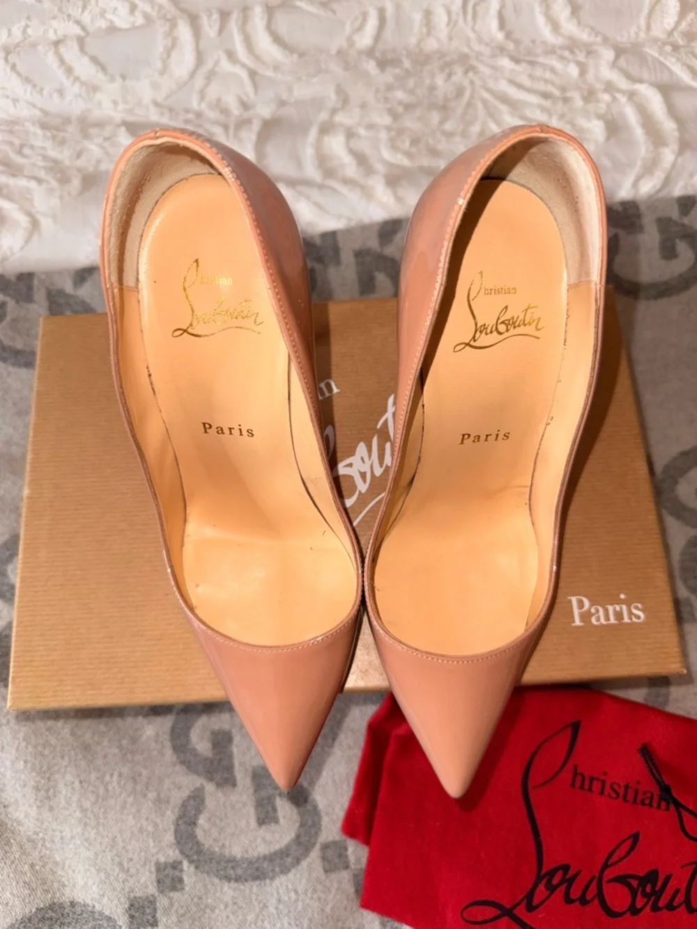 Christian Louboutin Nude Patent Pigalle Stiletto Pumps, 100mm, 36 - Picture 11 of 13